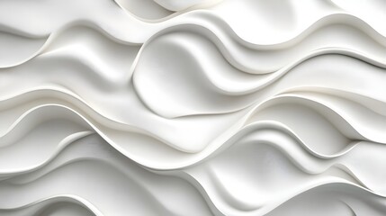 Fototapeta premium Abstract White Wave Pattern 3D Rendered Swirling Curves Modern Design Texture