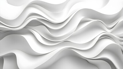 Fototapeta premium Abstract White Wave Pattern Elegant 3D Render of Smooth Flowing Curves and Layers