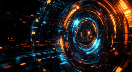Obraz premium Futuristic Digital Circles with Neon Lights