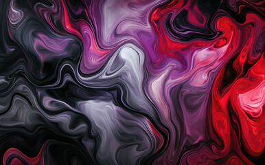 Abstract Liquid Marble with Red and Purple Swirls