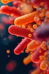 Microscopic view of bacteria/cells suspended in liquid. Research or medical use