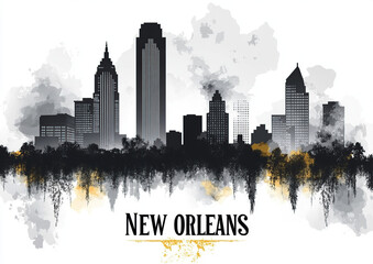 Fototapeta premium New Orleans Skyline Silhouette Art