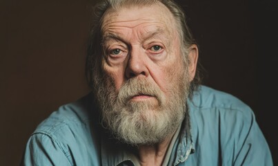 Obraz premium Close Up Portrait of a Weathered Senior Man with Gray Beard