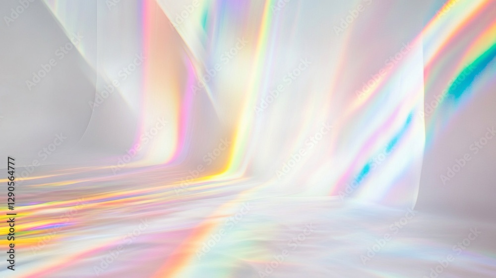 Poster colorful streaks cascade gracefully across a smooth white backdrop, forming an enchanting display. t