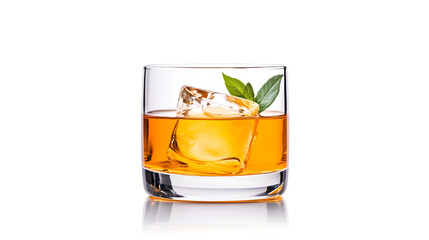 Old fashioned cocktail drink isolated on white background
