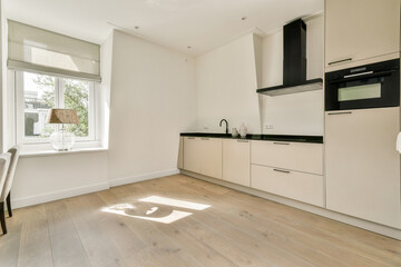Modern kitchen interior with natural light