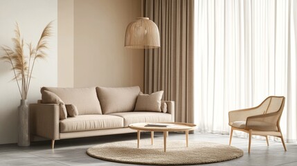 Modern Living Room Design Featuring Natural Light and Minimalist Furnishings in a Cozy Setting