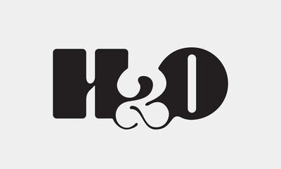Fat lettering H2O for premium water, used negative space of number 2