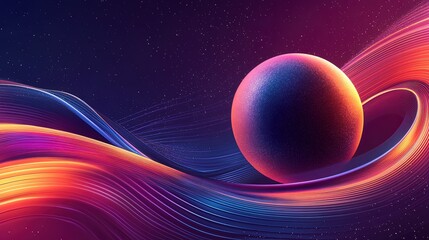 Space-inspired abstract design with glowing planetary rings, cosmic energy waves, and deep space tones 