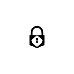 Minimalist illustration of a black padlock on a white background.