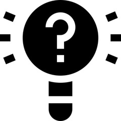 Minimalist curiosity icon in SVG format, featuring a magnifying glass and question mark glyph symbol. Ideal for exploration, inquiry, research, and learning-related designs.

