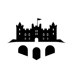 Fototapeta premium Black silhouette of a castle with drawbridge