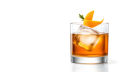 Old fashioned cocktail drink isolated on white background