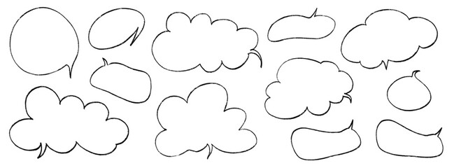 Crayon speech balloon for text or drawn. Black color speech bubble for dialog. Crayon balloon with texture chalk. Vector illustration