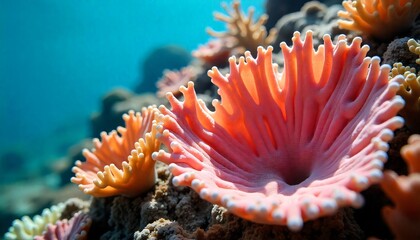 Vibrant Pink Coral Reef Underwater Scene Ocean Flora Marine Life Aquatic Nature
