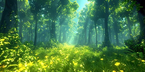 Fototapeta premium sun rays in forest