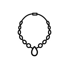 Necklace with gem outline icon. Female accessory - necklace vector sketch illustration for print, web, mobile and infographics isolated on white background.