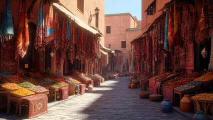 Fototapeta premium A vibrant street market in Marrakech, Morocco