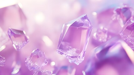 Vibrant Purple Crystals Shimmering Under Soft Light in a Relaxed Atmosphere