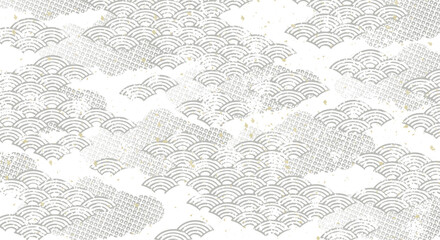 海　波のある和風背景イラスト