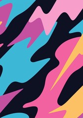 Obraz premium Abstract digital art piece with a colorful and dynamic composition. it has a combination of different colors and shapes, including pink, blue, black, and yellow.