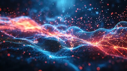 Futuristic design with abstract brainwaves, digital neurons, and cosmic energy pulses 