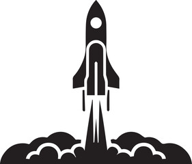 rocket silhouette vector icon logo illustration