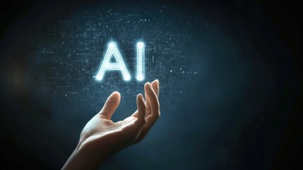 A striking visualization of an illuminated 'AI' symbol held in a hand, representing the profound connection between artificial intelligence and humanity's future and potential.
