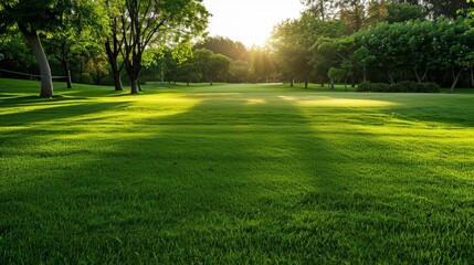 Fototapeta premium A golf course with perfectly maintained grass