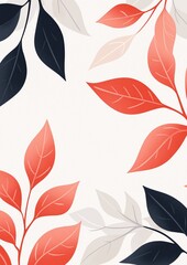 Obraz premium Seamless pattern of red and black leaves on a white background. the leaves are arranged in a repeating pattern, with each leaf having a different shape and size.