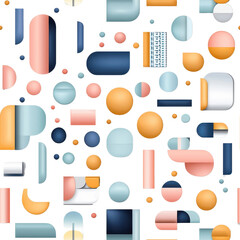 Colorful, seamless pattern of mirrors, stylized, isolated on a white background. PNG