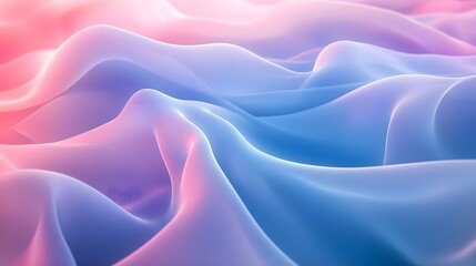 Obraz premium Gentle Waves of Soft Pink and Blue Fabrics Flowing in a Dreamy Atmosphere