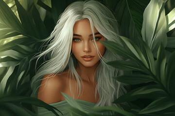 Fototapeta premium Diverse Portraits of People in Lush Green Jungle – Nature-Inspired Photography, Smiling Faces, Exotic Beauty, and Adventurous Outdoor Aesthetic