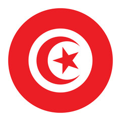 Tunisia circle flag logo icon digital vector illustration