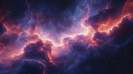 Futuristic cosmic abstract background with glowing star clusters, deep space tones, and radiant energy streams 