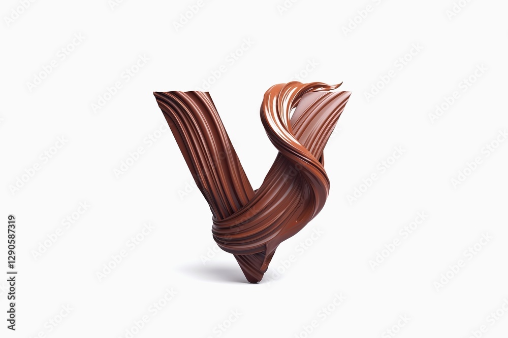 Fototapete letter v designed with flowing cocoa texture isolated on white background