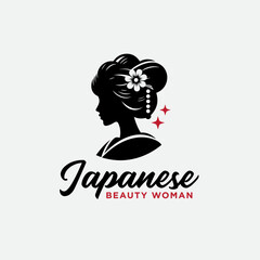 Geisha Beauty japanese woman  silhouette logo design