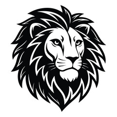 Graphic Silhouette of Lion Face