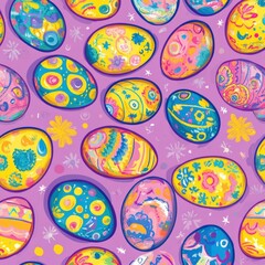 Naklejka premium Easter seamless colorful design collection pattern illustration