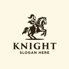 Knight Riding Horse Stallion Warrior Fighter Logo Design