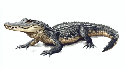 Fototapeta premium Realistic Illustration of a Crocodilian with Textured Skin Details