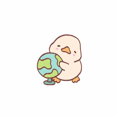 duckling with globe