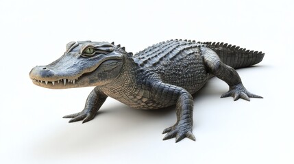 Obraz premium Realistic 3D Model of an Alligator on White Background