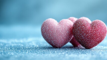Fototapeta premium Valentine's Day hearts on a glittery surface