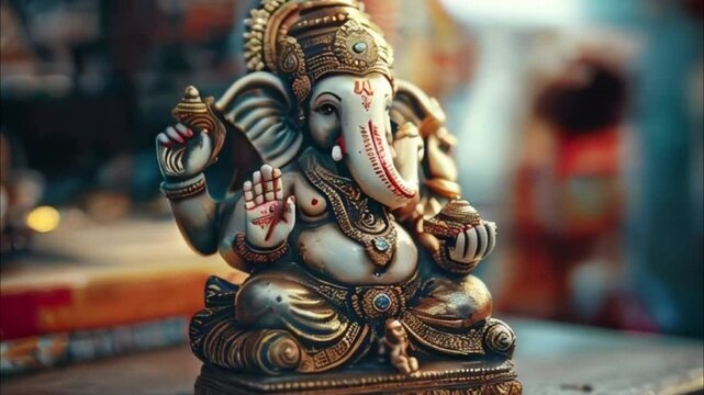 Bright holiday composition for happy Ganesh Chaturthi, abstract vivid composition consists of fictional unreal fantastic vision on background