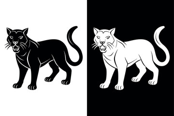 Obraz premium Black Wildcat Silhouette Vector Icon Crisp & Clean Illustration.