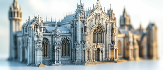 Majestic gothic cathedral, intricate stonework, radiant light