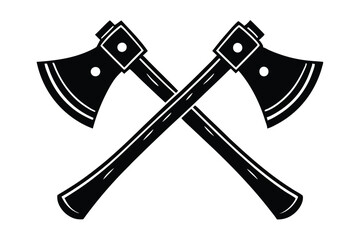 two axe icon  silhouette vector on white background
