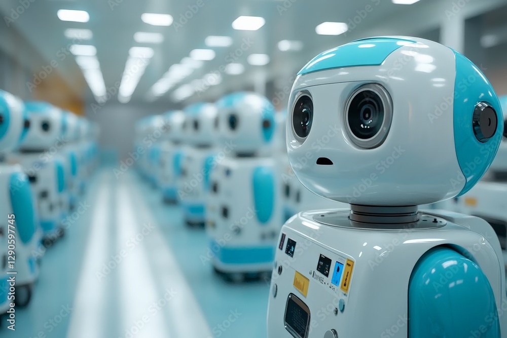 Aufkleber Robots in a futuristic factory setting displaying advanced technology and automated systems during daytime operations