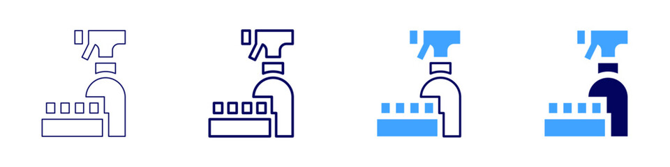 Cleaning tools online icon in 4 different styles. Thin Line, Line, Bold Line, Duotone. Duotone style. Editable stroke
